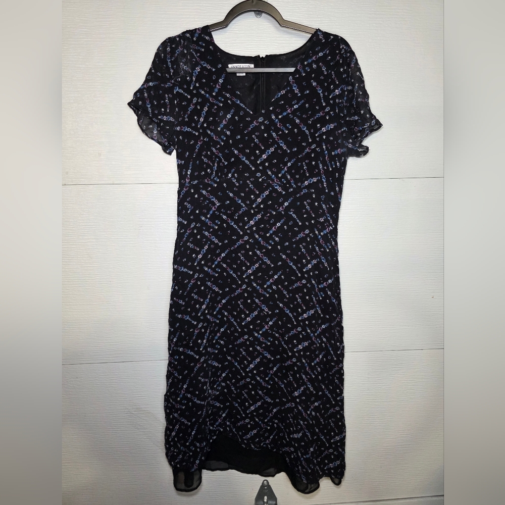 Pendleton Black Midi Dress with Blue & White Print